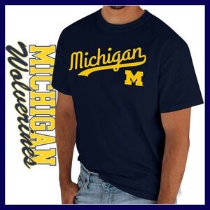 Michigan Wolverines Blue 84 Cursive Series Men's SS T-Shirt Size (XXL) Like NEW